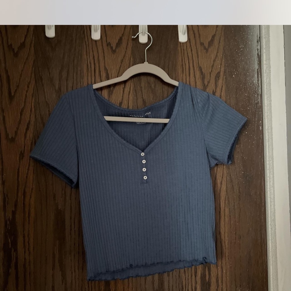 American Eagle Outfitters Blue Ribbed Crop Top